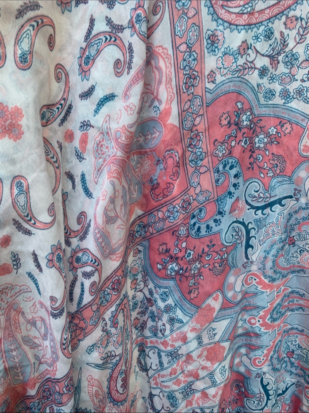 Moss Rose Coral & Blue Paisley Sheer Kimono - Picture 5 of 6